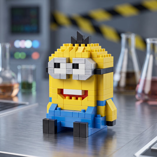 Close up of Minion micro brick detail and 4mm bricks, Adult Money