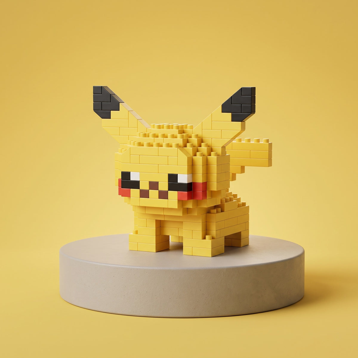 Pikachu micro brick figure assembled on a desk, Adult Money